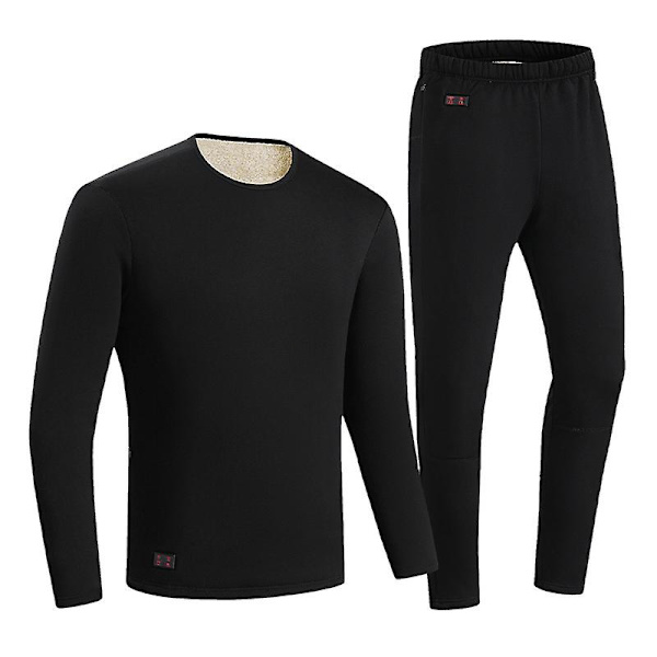 Lämmitettävä lämpökerrasto naisille ja miehille, sähkölämmitteinen alusasu Black XL Men