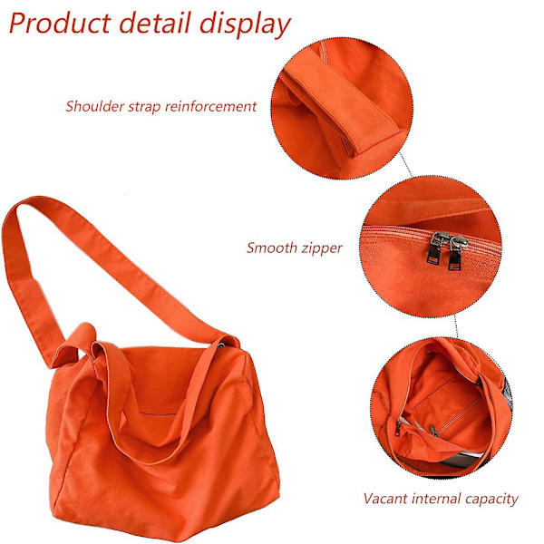 Canvas Læder Messenger Taske Skuldertaske Kryds Krops Taske Orange