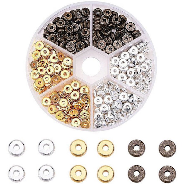 300 st Flat Spacer Pärlor 6mm Heishi Skivpärlor Rondelle Skivor Spacers Platta Runda Lösa Pärlor för Smyckestillverkning