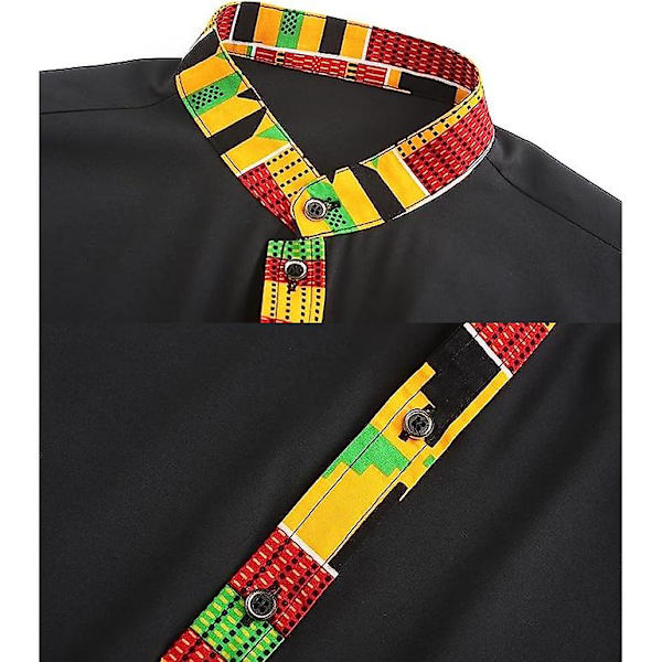 Herr Casual Button Down Skjorta Långärmad Hipster Strand Skjortor Black M