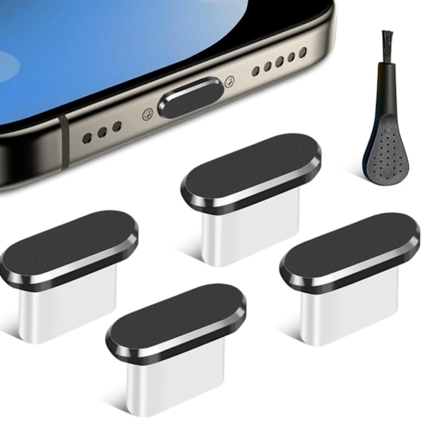 4 stycken dammskydd, USB Type C dammskydd, Type C dammskyddsportkontakt för de flesta smartphones och Micro USB Android-modeller