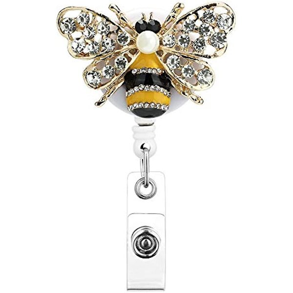 Bling Bling Udtrækkelig Badge Reel Holder Id Badge Holder Med Bælteklips Til Sygeplejerske 256 Tommer Udtrækkelig Snor (krystal Bi Gul)