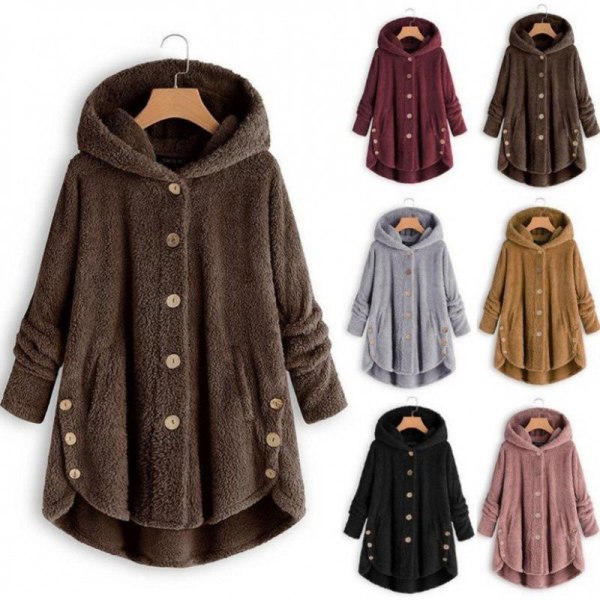 Varm jacka med thermal för kvinnor, casual ytterkläder för höst och vinter, damkläder Coffee L