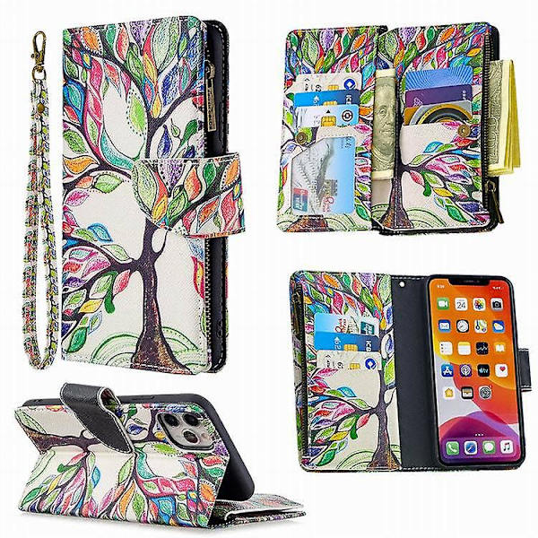 Yhteensopiva iPhone 13 lompakkokotelo, monitoiminen nahkainen vetoketjullinen lompakkokotelo style 5 iPhone13pro max