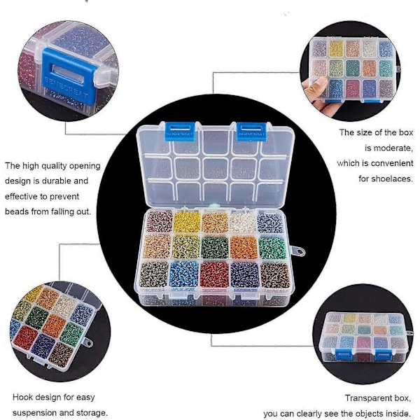 Glassperler Sølvforet Runde Hull Små Runde Perler Blandet Farge 3mm Hull: 1mm ca 500 stk/rom