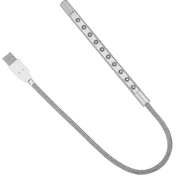 Tangentbordslampa för bärbar dator med USB-LED, lång svanhals, touch-dimmer Silver