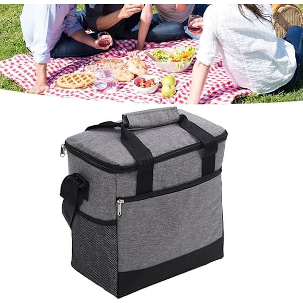 Grå Isolerad Lunchväska Oxford-duk Multifunktionell Bärbar Vikbar Premium Soft Cooler Termisk Cooler Läckagesäker Kylväska För Lunchpicknick