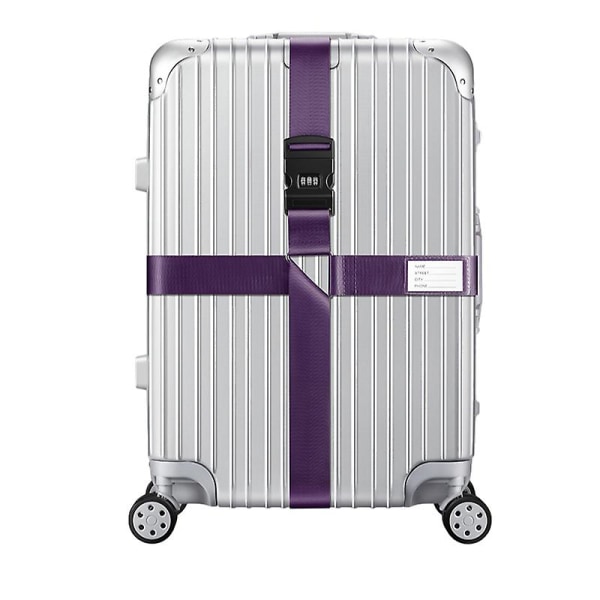 Korsremmar för bagage med lås, justerbara resväskband Purple