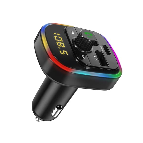 Bluetooth FM-sender med biloplader USB QC 3.0 og USB-C 20W C4, Sort