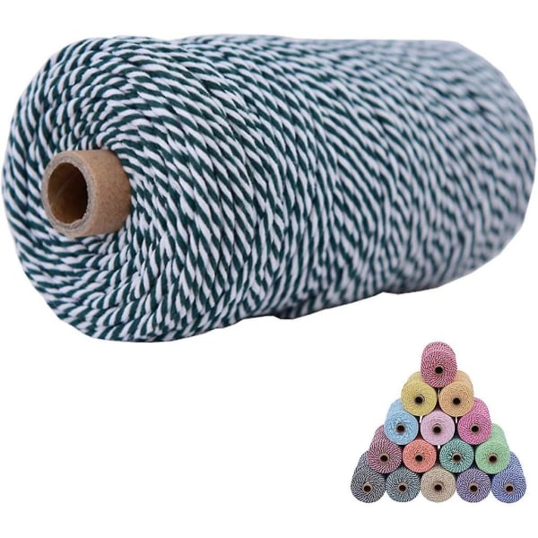 3mm X 109 Yard Mørkegrønn Makramé Snor 100% Naturlig Bomullssnor Makramé Hyssing For Veggoppheng Plantehengere Håndverk Strikking Og Dekorative Prosjekter(