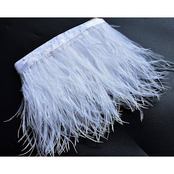 2 Yards 5-6 tommer Hvide Strudsefjer Trim Frynser Til DIY Kjole Syning Håndværk Kostumer Dekoration