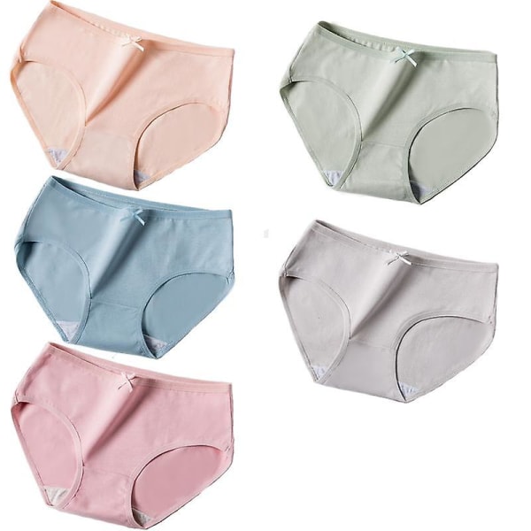 5 stk. bomulls truser pustende dameundertøy ensfargede truser dame underbukser 1 Xl