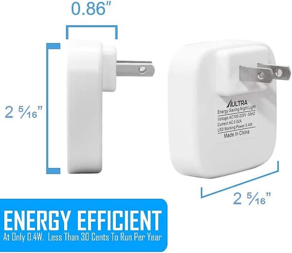 Nattlampa LED Plug Into Wall Sensor, Automatisk På & Av 4-pack