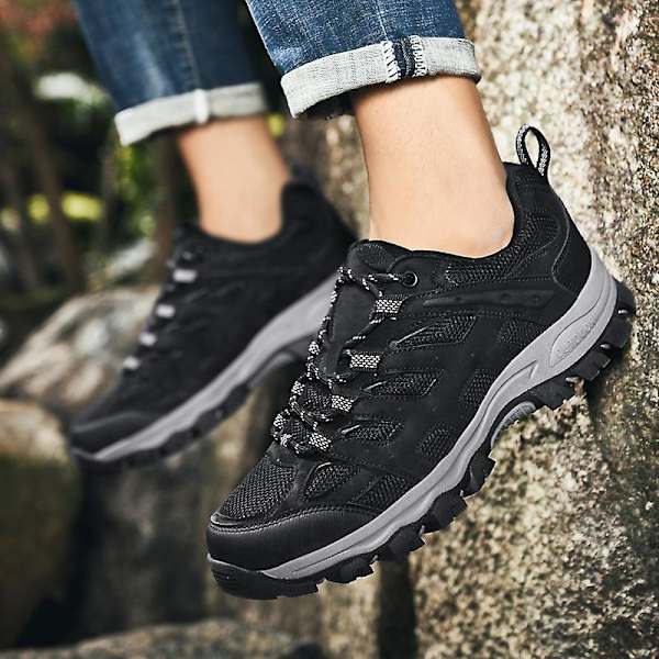 Herre Dame Vandresko Lav Top Sneakers Til Udendørs Trailløb Trekking Vandring 3D2388 Black EU 44