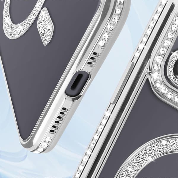 Diamond Cover til iPhone 12 Beskyttelse MagSafe Omkring Strass, Sølv