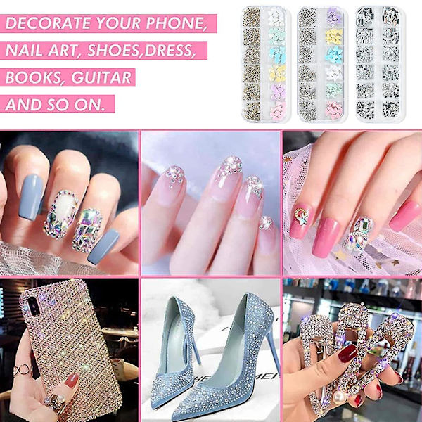 Nagelkonst Pärla Platt Botten Pärla Nagel Charm Guld Silver Vit Halvrund Nagelkonst Tillbehör Nagel Diamant Mix style3