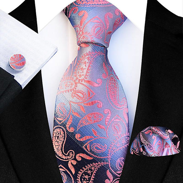 Slipsset för män, enfärgad paisley slips för män style 10