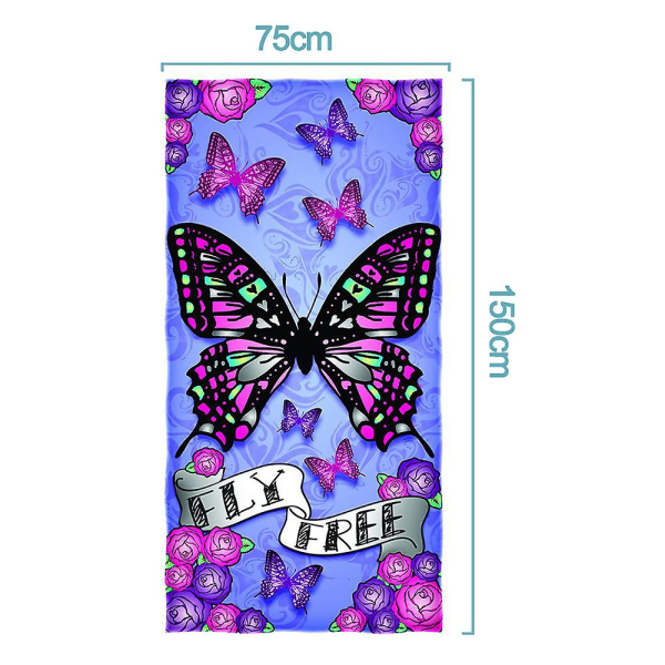 Sommerfugl Strandhåndklæde Til Teenagere, Piger, Drenge, Børn, Badehåndklæde Print 75*150cm Pool Håndklæde Super Blødt Butterfly