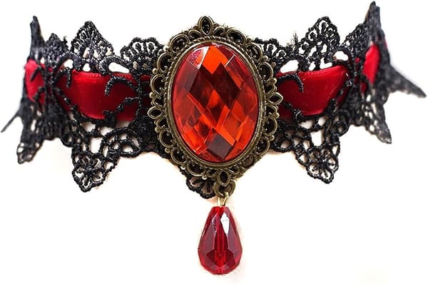 Caprilite Gotisk Sort Blonde Halskæde Krave Choker Halloween Vampyr