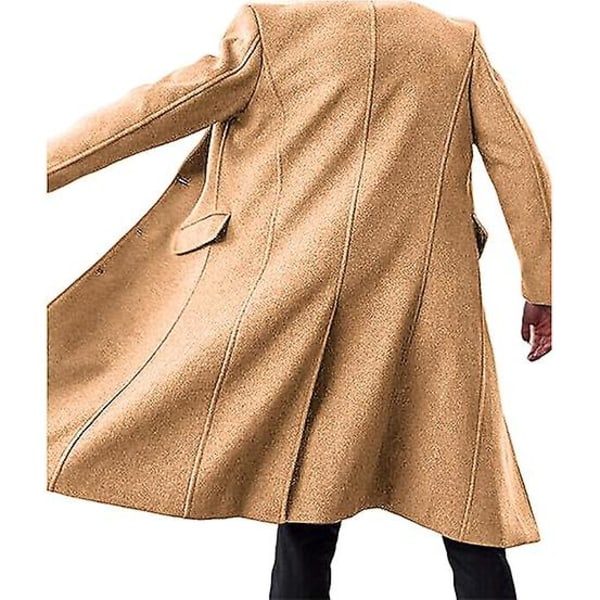 Herre Casual Trenchcoat Slim Fit Lang Jakke Overfrakke Yellow S