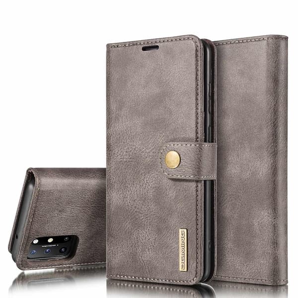 DG.MING Wallet Split Læder Cover Aftagelig 2-i-1 PC Bagside Cover til OnePlus 8T Grey Style B OnePlus 8T