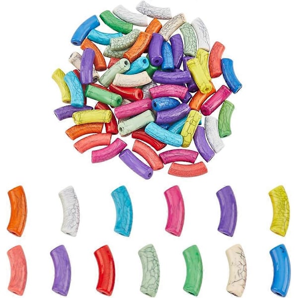 78 stk. 13 farger 36 mm akryl rørperler buede nudelperler lange rør sjarmperler crackle løse perler for DIY håndverk armbånd halskjede øredobber K