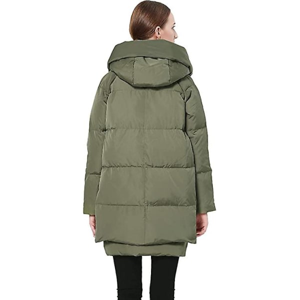 Kvinnors förtjockade dunjacka varm vinterdunrock Green 2XL