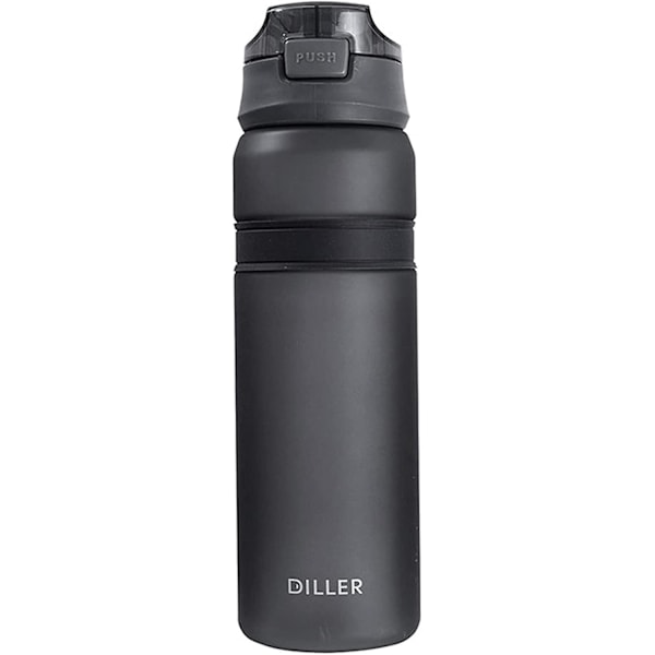 Vandflaske med sugerør 850ml Gmy Sports Tidsmarkeringer BPA-fri Drikkedunk D37 (850ml, Grå)