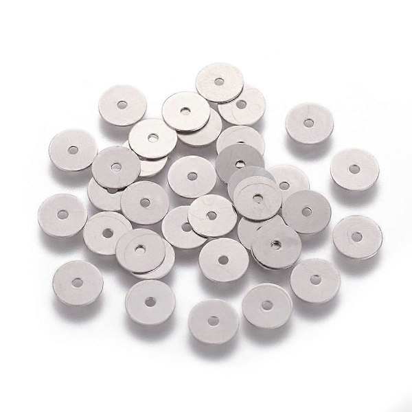 316 Kirurgiskt Rostfritt Stål Pärlor Heishi Pärlor Platta Runda/Skiva Rostfritt Stål Färg 6x0.3mm Hål: 1mm