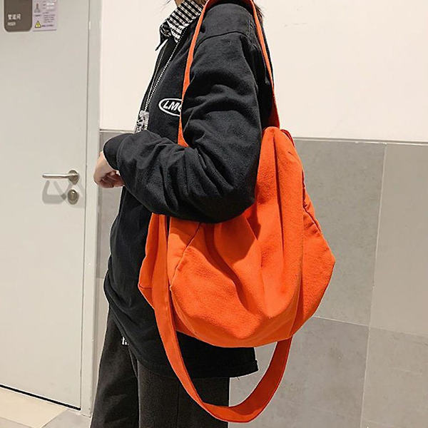 Canvas Læder Messenger Taske Skuldertaske Kryds Krops Taske Orange