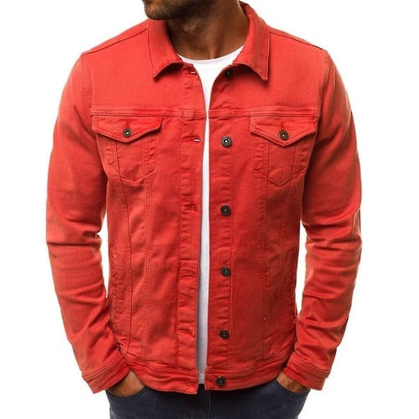 Herr Denim Slim Jackor Jackor Solid Långärmad 2 Framfickor Rock För Höst Ny XL B