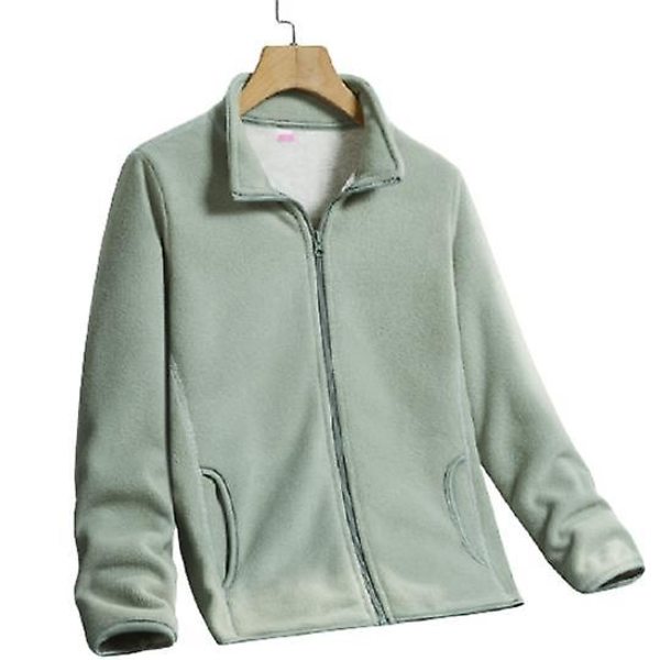Herre Vinter Fuld-lynlås Tyk Dobbeltsidet Plys Polar Fleece Jakke green XL