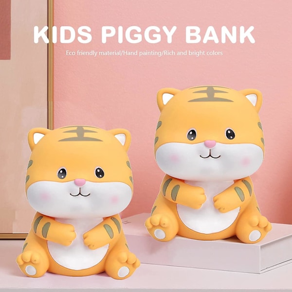 Myntbössa, handmålad flickor söt spargris oförstörbar bedårande tiger okrossbar bebis spara pengar spargris sparglas dekorativ pengaburk
