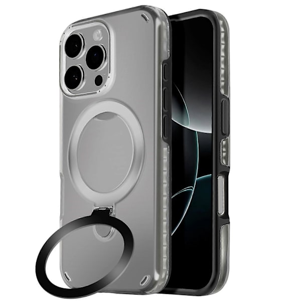 MagSafe-deksel for iPhone 16 Pro Støtsikkert med sammenleggbart stativ, svart