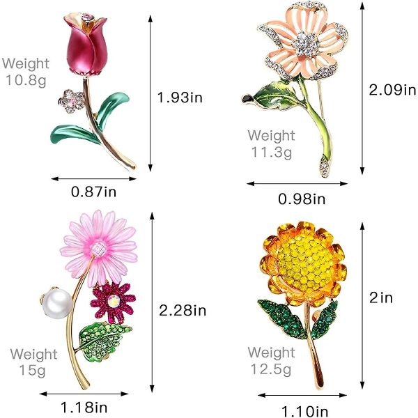 4 st eleganta blombroscher broschnålar för kvinnor strass pärla broschnålar och mode ros kavajslag broschnålar för kvinnor flickor fest vardagliga smycken