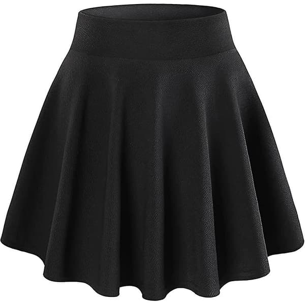 Kvinders Plettet Miniskørt, Solid Ruffle Lingeri Skørter Med Shorts Black 2XL