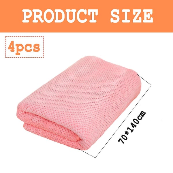 Nopeasti kuivuva kylpypyyhesetti (70*140cm) Erittäin imukykyiset, kuvioidut kylpypyyhkeet. (4 kpl, vihreä) Pink