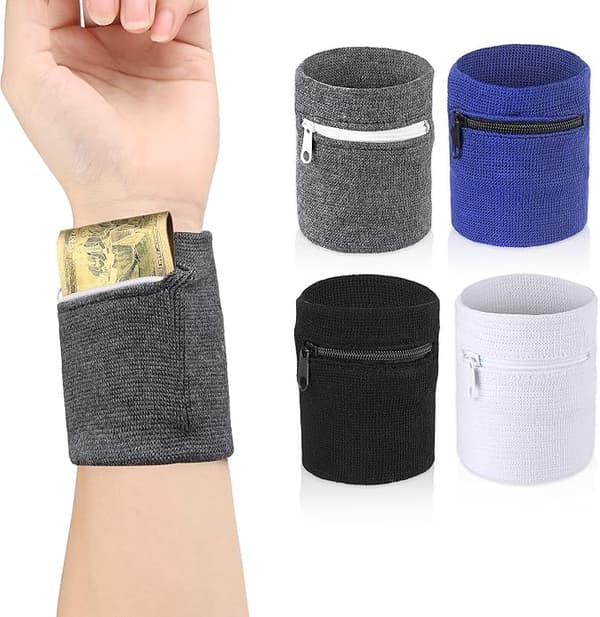 4-pack handledd plånbok med blixtlås, handleddplånbok, armbandspåse, handleddficka för kvinnor och män, löpning