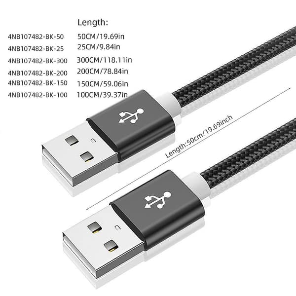 USB 2.0 Forlængerkabel 480mbps Høj Hastighed Dataoverførsel USB Han til Han USB Forlængerkabel USB Forlængerkabel sølv silver