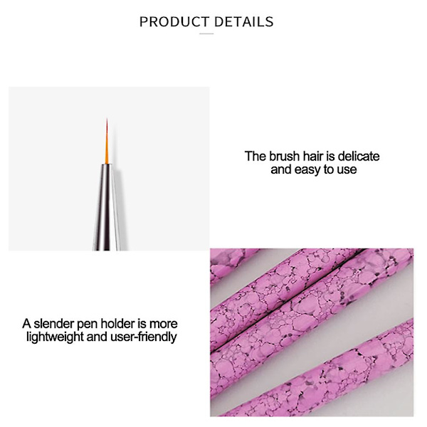 Nagelkonst Liner Pensel, UV Gel Färg Striping Penslar För Korta Slag, Detaljer, Blandning, Långsträckta Linjer pink quantity  5pcs