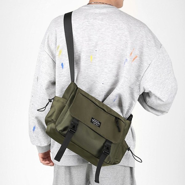 Messenger Bag Stor Bok Laptop Skulderveske Skoleveske Kvinner Menn Military green