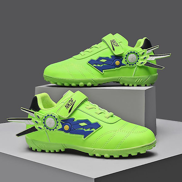 Pojkar Flickor Fotbollsskor Halkfria Fotbollsskor Dobbar Gräs Fotboll Sneakers  y210 Green EU 33