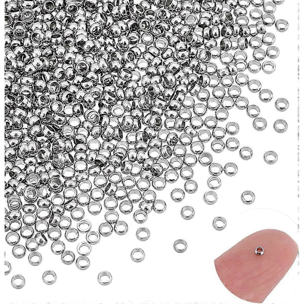 800 stk. Glatte Runde Perler 2mm Avstandsperler 304 Rustfritt Stål Løse Perler Metallstopperperler Metallarmbånd Perle for Halskjede Armbånd Øredobber Maki