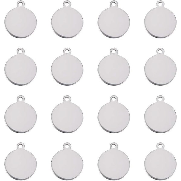 20 stk. 20 mm flade runde 201 rustfrit stål blanke stemplingsmærke vedhæng med 4 mm hul til smykkefremstilling