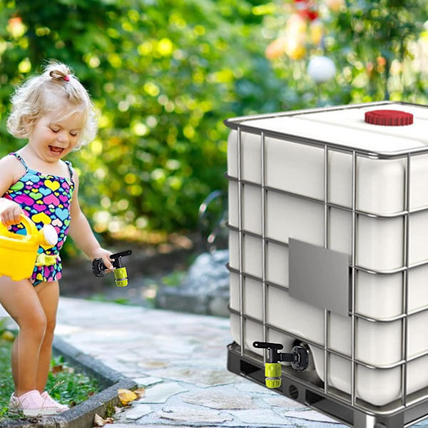 1000l Plasttankhane med haveslangekobling, IBC tankhaneadapter, 3/4 tommer gevindkobling