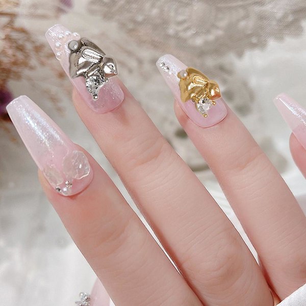 10 st 3d kanin nagel charms strass diamanter glitter roterbar nagelkonst kanin metall charms design för nagelkonst dekoration diy hantverk tillbehör style1