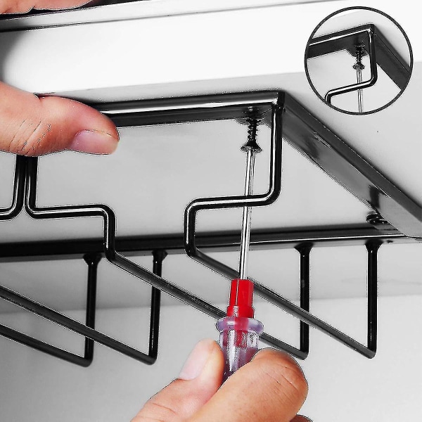 2 Stk. Vinglasholder Vinglas Holder 3 Rækker Sort Metal Vinglas Kroge