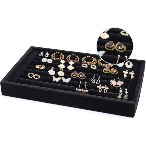 4-pak Fløjl 7 Slots Ring Øreringe Fremvisningsbakker Holder Skuffeindsats Smykke Display Organizer