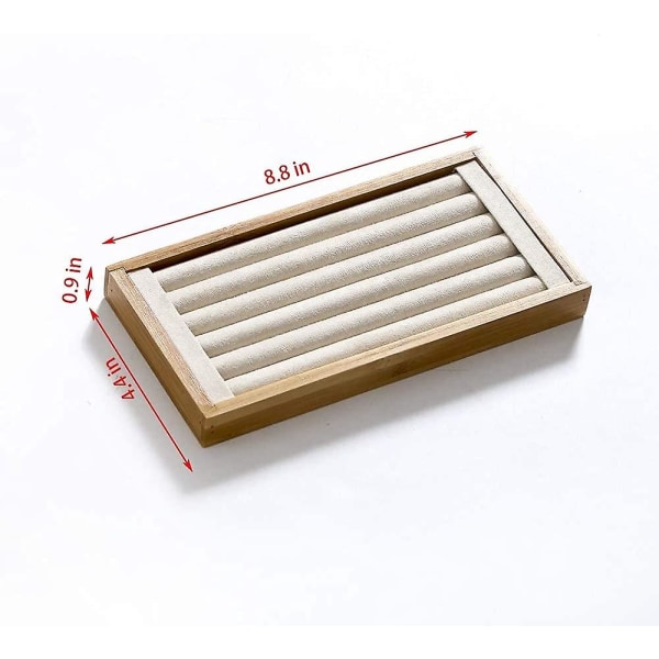 Bambus Ring Display Holder Smykke Opbevaringsbakke Organizer Ring Stand Til Show (beige)