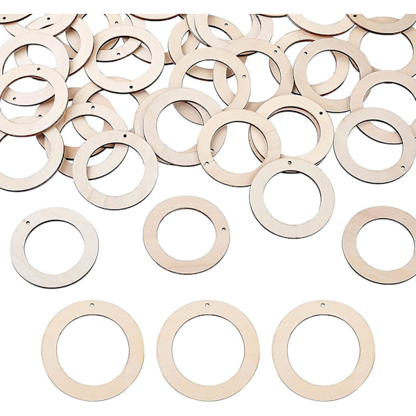 40 st ofärgade platta runda träberlocker 80 mm stora cirkelformade länkande ringar för gör-det-själv-smycken hantverk heminredning
